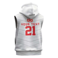 Custom Pacific Rugby Spirit Sleeveless Zip Hoodie Tonga Ngatu Pride White Edition LT9 - Polynesian Pride