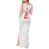 Custom Pacific Rugby Spirit Tank Maxi Dress Tonga Ngatu Pride White Edition - Polynesian Pride
