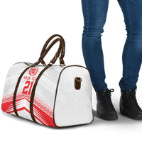 Custom Pacific Rugby Spirit Travel Bag Tonga Ngatu Pride White Edition - Polynesian Pride