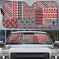 Aotearoa Kowhaiwhai Taniko Patchwork Motifs Auto Sun Shade - Polynesian Pride