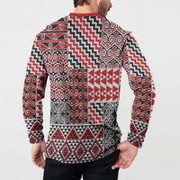 Aotearoa Kowhaiwhai Taniko Patchwork Motifs Button Sweatshirt LT9 - Polynesian Pride