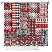 Aotearoa Kowhaiwhai Taniko Patchwork Motifs Shower Curtain