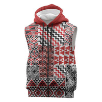 Aotearoa Kowhaiwhai Taniko Patchwork Motifs Sleeveless Zip Hoodie LT9