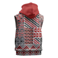 Aotearoa Kowhaiwhai Taniko Patchwork Motifs Sleeveless Zip Hoodie - Polynesian Pride