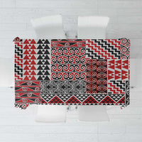 Aotearoa Kowhaiwhai Taniko Patchwork Motifs Tablecloth LT9 Red - Polynesian Pride