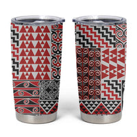 Aotearoa Kowhaiwhai Taniko Patchwork Motifs Tumbler Cup LT9 Red - Polynesian Pride