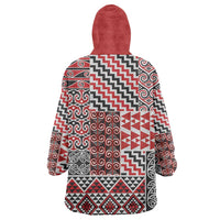 Aotearoa Kowhaiwhai Taniko Patchwork Motifs Wearable Blanket Hoodie LT9 - Polynesian Pride