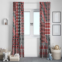 Aotearoa Kowhaiwhai Taniko Patchwork Motifs Window Curtain LT9 - Polynesian Pride