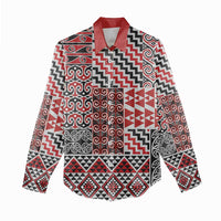 Aotearoa Kowhaiwhai Taniko Patchwork Motifs Women Casual Shirt