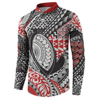 Aotearoa Maori Rugby Tribal Tattoo Button Sweatshirt Kowhaiwhai Taniko Patchwork Motifs