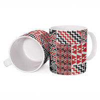 Aotearoa Maori Rugby Tribal Tattoo Ceramic Mug Kowhaiwhai Taniko Patchwork Motifs - Polynesian Pride