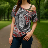 Aotearoa Maori Rugby Tribal Tattoo Cross Shoulder Shirt Kowhaiwhai Taniko Patchwork Motifs - Polynesian Pride