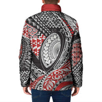 Aotearoa Maori Rugby Tribal Tattoo Padded Jacket Kowhaiwhai Taniko Patchwork Motifs - Polynesian Pride