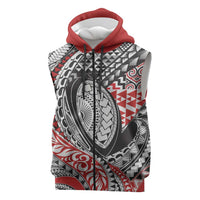 Aotearoa Maori Rugby Tribal Tattoo Sleeveless Zip Hoodie Kowhaiwhai Taniko Patchwork Motifs LT9