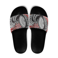 Aotearoa Maori Rugby Tribal Tattoo Slide Sandals Kowhaiwhai Taniko Patchwork Motifs - Polynesian Pride