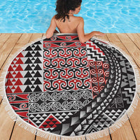 Aotearoa Maori Tribal Tattoo Beach Blanket Kowhaiwhai Taniko Patchwork Motifs LT9 - Polynesian Pride