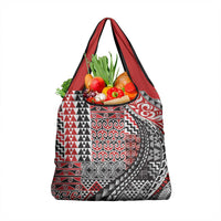Aotearoa Maori Tribal Tattoo Grocery Bag Kowhaiwhai Taniko Patchwork Motifs LT9 1-pack One Size Red - Polynesian Pride
