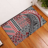 Aotearoa Maori Tribal Tattoo Rubber Doormat Kowhaiwhai Taniko Patchwork Motifs LT9 - Polynesian Pride