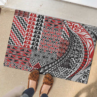 Aotearoa Maori Tribal Tattoo Rubber Doormat Kowhaiwhai Taniko Patchwork Motifs LT9 - Polynesian Pride