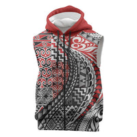 Aotearoa Maori Tribal Tattoo Sleeveless Zip Hoodie Kowhaiwhai Taniko Patchwork Motifs LT9