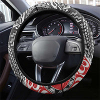 Aotearoa Maori Tribal Tattoo Steering Wheel Cover Kowhaiwhai Taniko Patchwork Motifs LT9 - Polynesian Pride