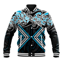 Blue Aotearoa Tukutuku Manawa Tapu Baseball Jacket Ta Moko Toi Maori LT9 Unisex Blue - Polynesian Pride
