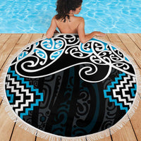 Blue Aotearoa Tukutuku Manawa Tapu Beach Blanket Ta Moko Toi Maori LT9 - Polynesian Pride