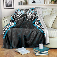 Blue Aotearoa Tukutuku Manawa Tapu Blanket Ta Moko Toi Maori LT9 Blue - Polynesian Pride
