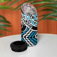 Blue Aotearoa Tukutuku Manawa Tapu 4 in 1 Can Cooler Tumbler Ta Moko Toi Maori