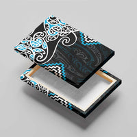 Blue Aotearoa Tukutuku Manawa Tapu Canvas Wall Art Ta Moko Toi Maori LT9 - Polynesian Pride