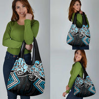 Blue Aotearoa Tukutuku Manawa Tapu Grocery Bag Ta Moko Toi Maori LT9 - Polynesian Pride