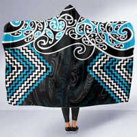 Blue Aotearoa Tukutuku Manawa Tapu Hooded Blanket Ta Moko Toi Maori LT9 One Size Blue - Polynesian Pride