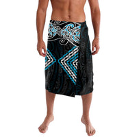Blue Aotearoa Tukutuku Manawa Tapu Lavalava Ta Moko Toi Maori LT9 Blue - Polynesian Pride