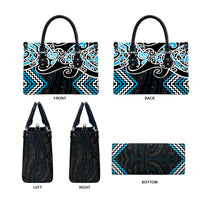 Blue Aotearoa Tukutuku Manawa Tapu Leather Bag Ta Moko Toi Maori - Polynesian Pride