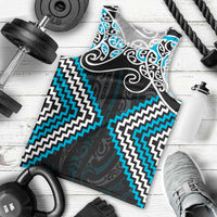 Blue Aotearoa Tukutuku Manawa Tapu Men Tank Top Ta Moko Toi Maori LT9 - Polynesian Pride