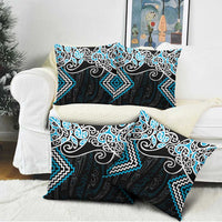 Blue Aotearoa Tukutuku Manawa Tapu Pillow Cover Ta Moko Toi Maori - Polynesian Pride