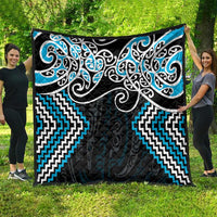 Blue Aotearoa Tukutuku Manawa Tapu Quilt Ta Moko Toi Maori
