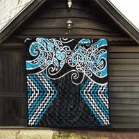 Blue Aotearoa Tukutuku Manawa Tapu Quilt Ta Moko Toi Maori