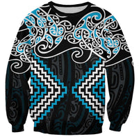 Blue Aotearoa Tukutuku Manawa Tapu Sweatshirt Ta Moko Toi Maori LT9 Unisex Blue - Polynesian Pride