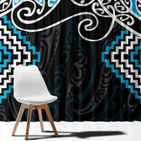 Blue Aotearoa Tukutuku Manawa Tapu Window Curtain Ta Moko Toi Maori LT9 - Polynesian Pride