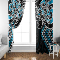 Blue Aotearoa Tukutuku Manawa Tapu Window Curtain Ta Moko Toi Maori LT9 - Polynesian Pride