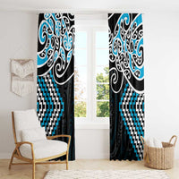 Blue Aotearoa Tukutuku Manawa Tapu Window Curtain Ta Moko Toi Maori LT9 - Polynesian Pride