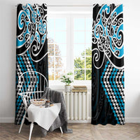 Blue Aotearoa Tukutuku Manawa Tapu Window Curtain Ta Moko Toi Maori LT9 - Polynesian Pride