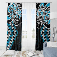 Blue Aotearoa Tukutuku Manawa Tapu Window Curtain Ta Moko Toi Maori LT9 - Polynesian Pride