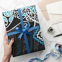 Blue Aotearoa Tukutuku Manawa Tapu Wrapping Paper Ta Moko Toi Maori - Polynesian Pride