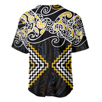 Gold Aotearoa Tukutuku Manawa Tapu Baseball Jersey Ta Moko Toi Maori