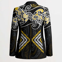 Gold Aotearoa Tukutuku Manawa Tapu Blazer Ta Moko Toi Maori - Polynesian Pride