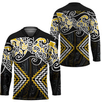 Gold Aotearoa Tukutuku Manawa Tapu Hockey Jersey Ta Moko Toi Maori - Polynesian Pride