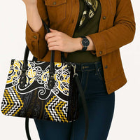 Gold Aotearoa Tukutuku Manawa Tapu Leather Bag Ta Moko Toi Maori - Polynesian Pride