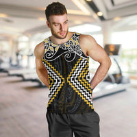 Gold Aotearoa Tukutuku Manawa Tapu Men Tank Top Ta Moko Toi Maori LT9 Gold - Polynesian Pride